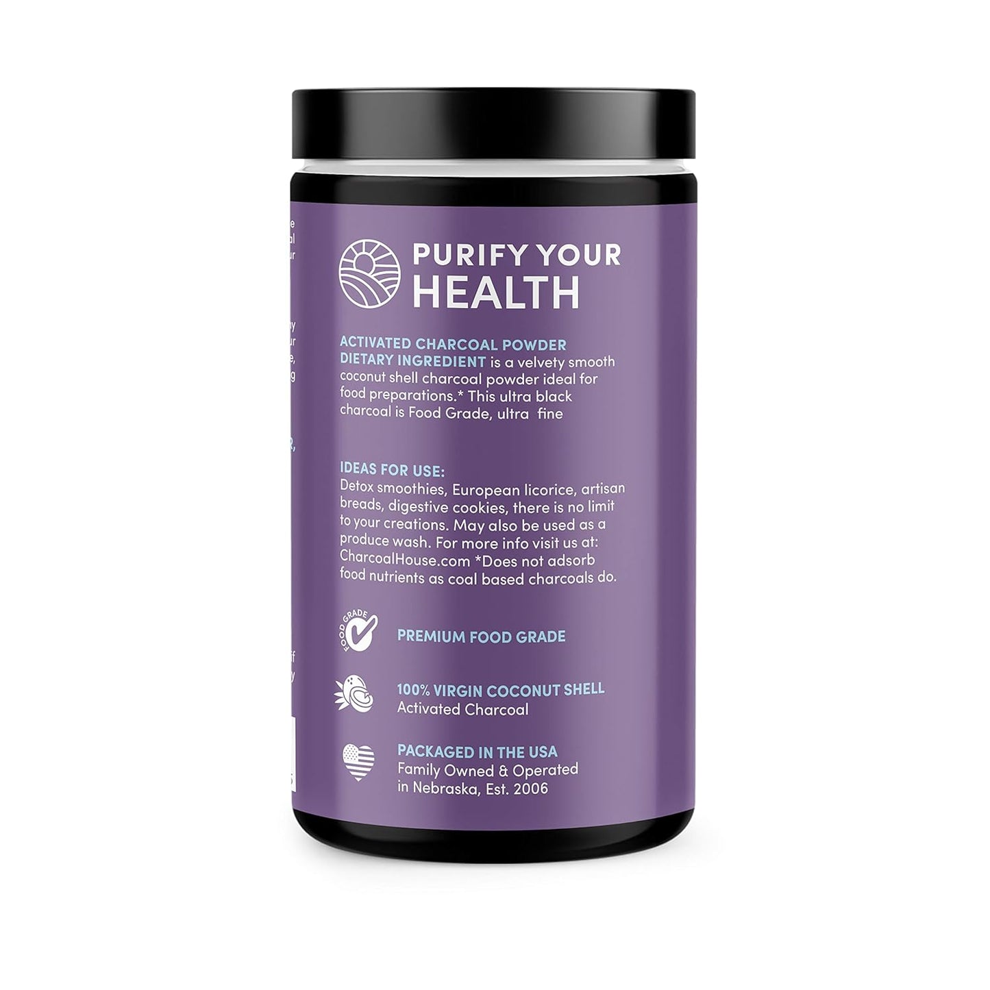 Ultra Fine Coconut Activated Charcoal Powder for Culinary & Cosmetic Use - Smooth Texture for Smoothies, Ice Creams, Pastries, Soaps - Soft Finish, Grit-Free Formula