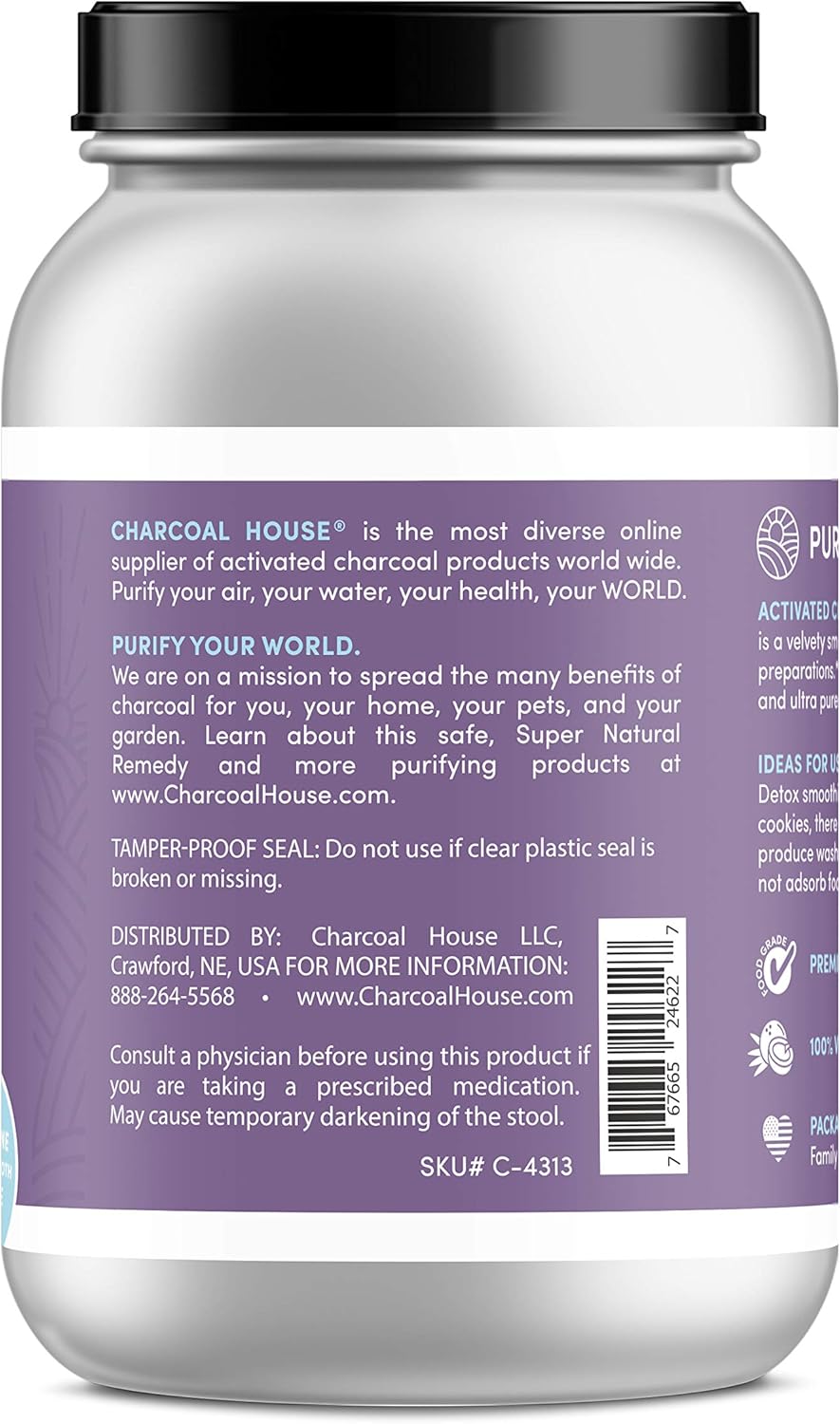 Ultra Fine Coconut Activated Charcoal Powder for Culinary and Cosmetic Use - Smooth Texture for Smoothies, Ice Cream, Pastries, Soaps - Soft Finish, No Grit