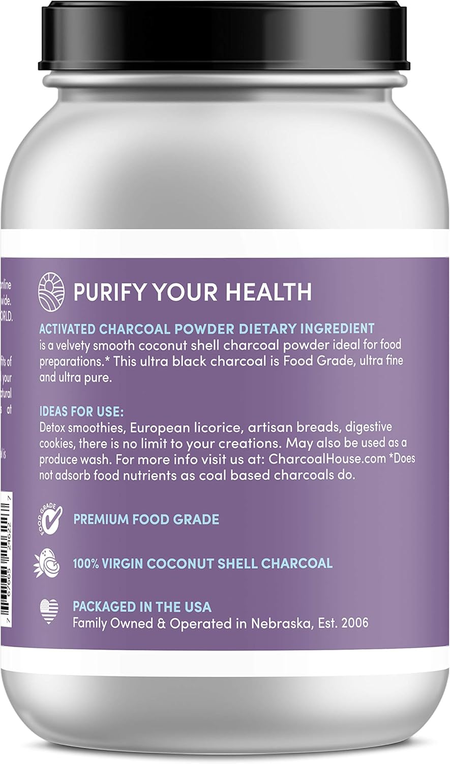 Ultra Fine Coconut Activated Charcoal Powder for Culinary and Cosmetic Use - Smooth Texture for Smoothies, Ice Cream, Pastries, Soaps - Soft Finish, No Grit