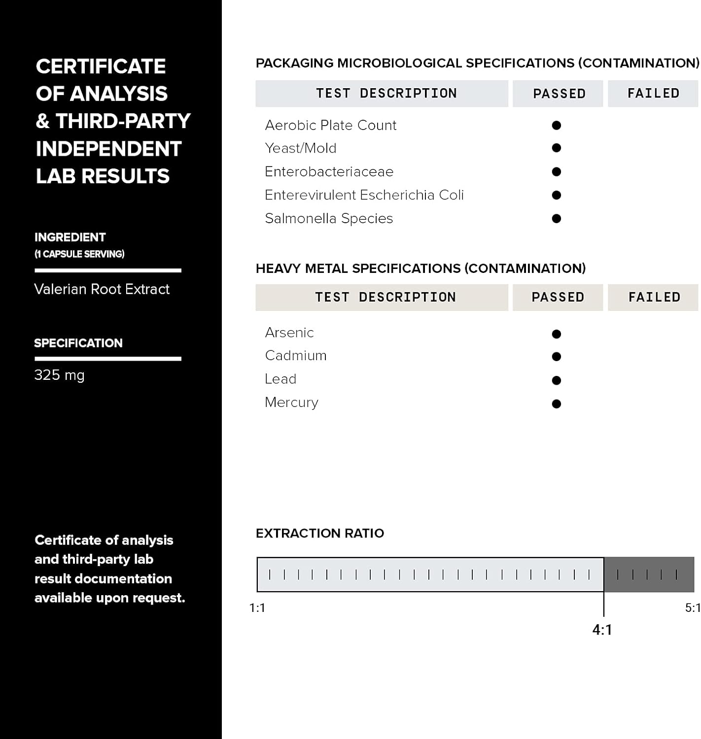 Ultra High Potency 4:1 Extract Valerian Root Capsules - Third-Party Lab Tested - 120 Capsules