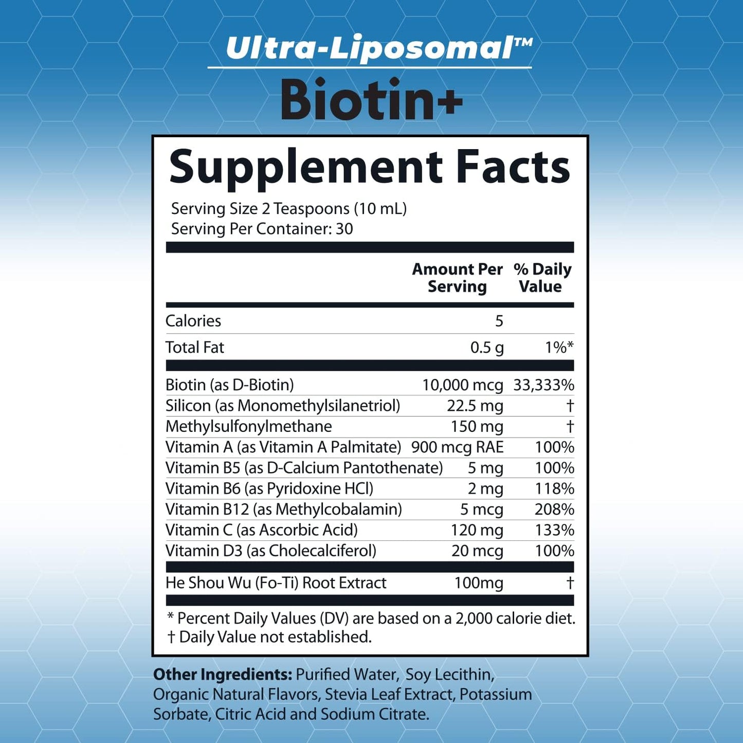 Ultra-Liposomal Biotin 10,000mcg for Hair, Skin & Nails - Collagen Boost - 10 fl oz - BoostGo Australia