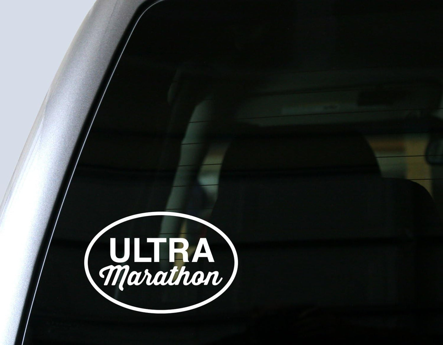 Ultra Marathon Runner Vinyl Decal - Salt City Graphics Endurance Race Sticker for Car, Truck, Bumper - Distance Running Gift (5" White)