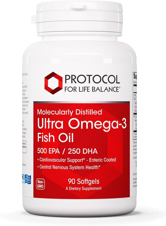 Ultra Omega-3 Fish Oil Supplement for Brain, Heart, & Nervous System Support - 90 Softgels - Non-GMO & Halal Omega Supplement