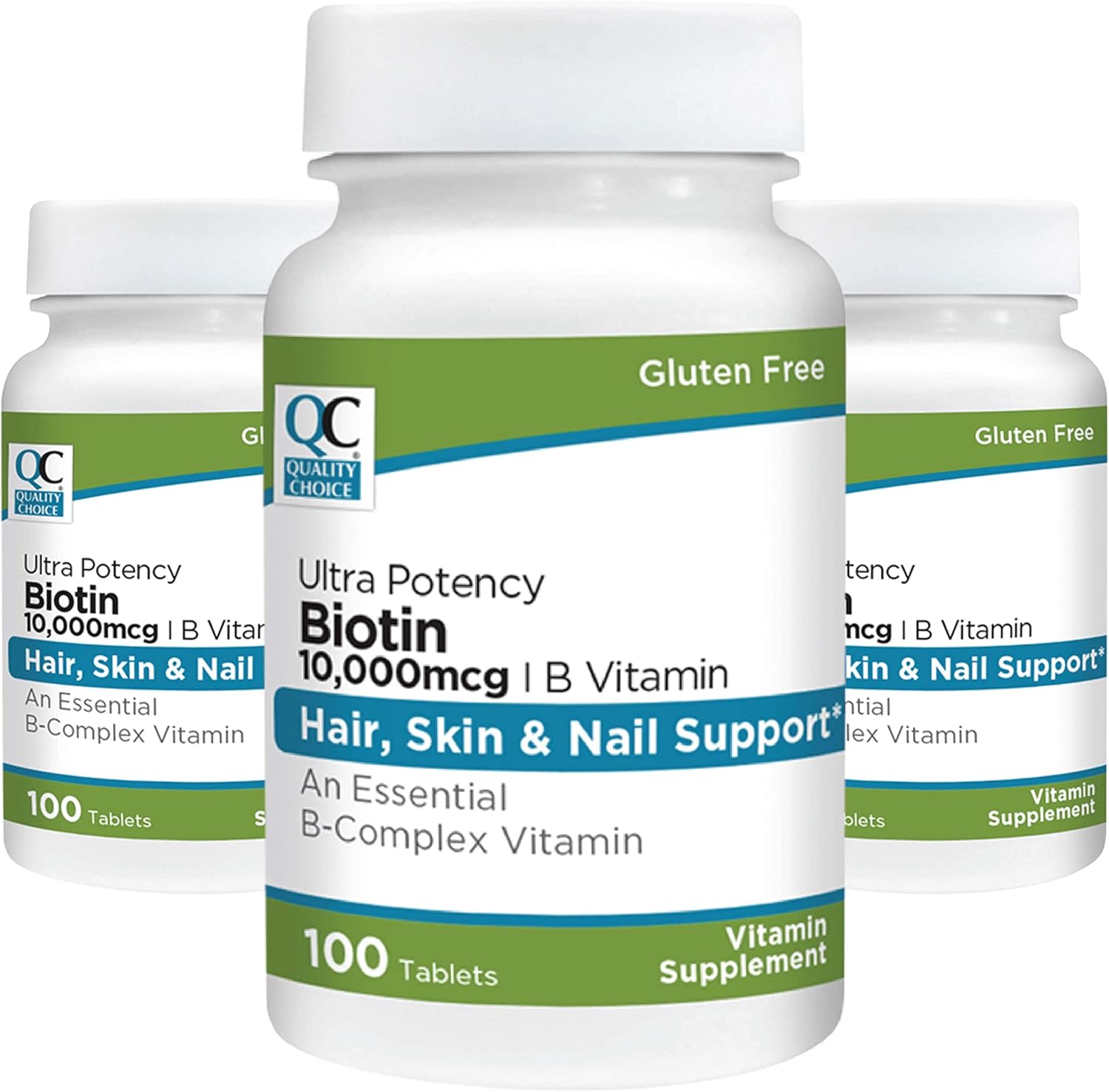 Ultra Potency Biotin 10,000 mcg Tablets - 100 Count for Nail, Skin, & Hair Support by Quality Choice