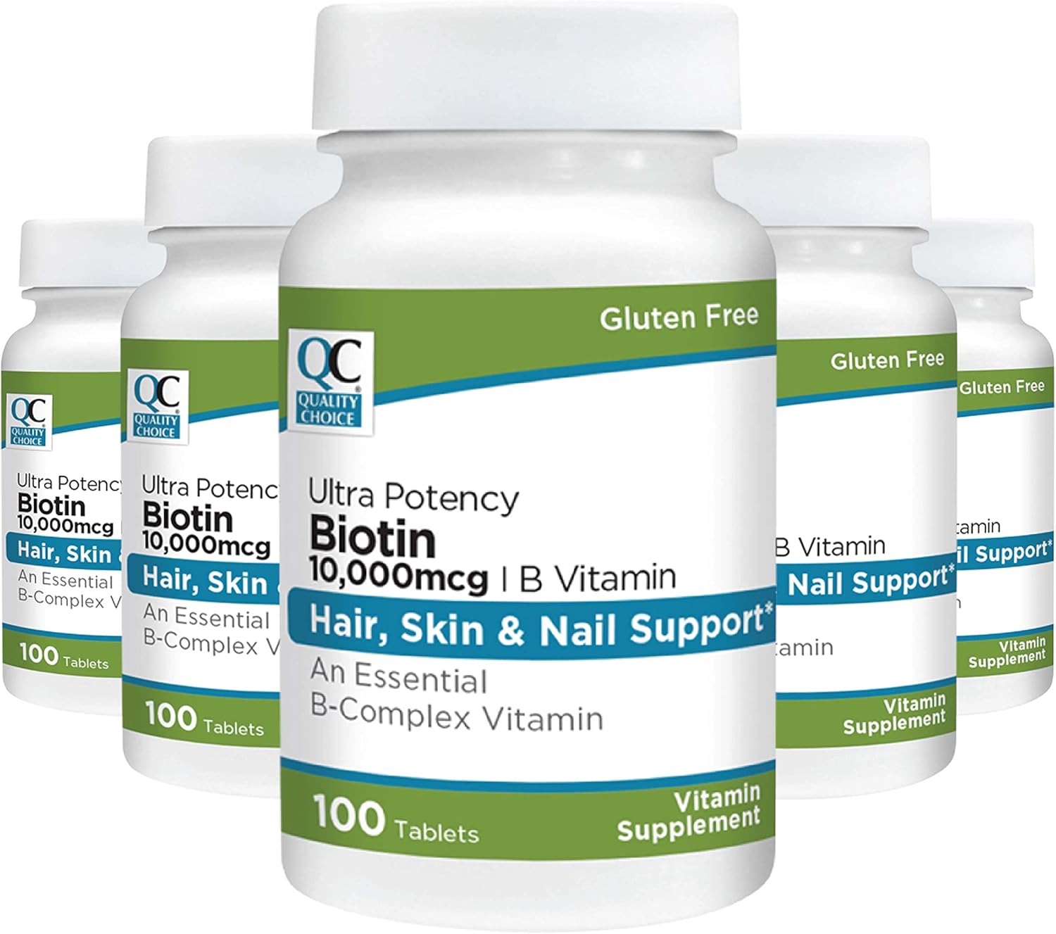Ultra Potency Biotin 10,000 mcg Tablets - 100 Count for Nail, Skin, & Hair Support by Quality Choice
