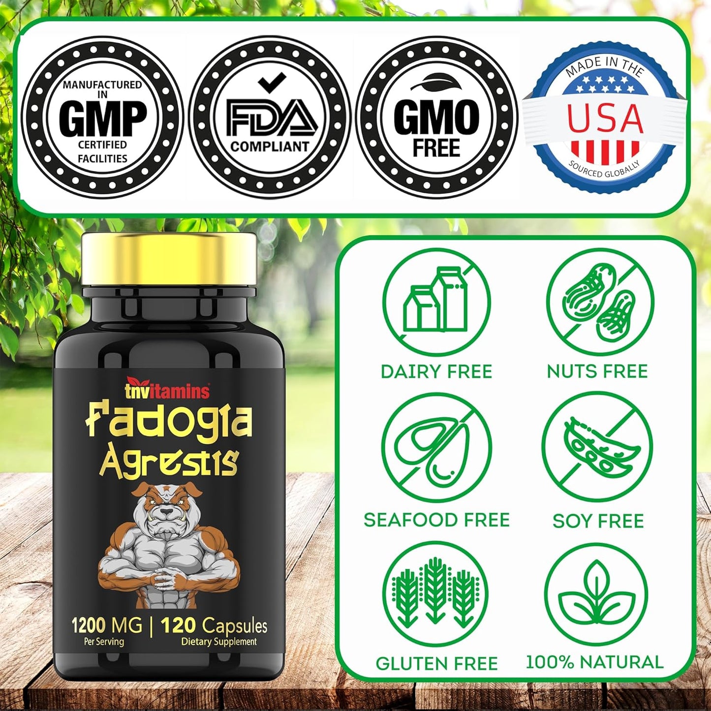 Ultra-Potent Fadogia Agrestis Extract Supplement for Men - 120 Capsules, 1200mg - Energy, Power, Strength, Athletic Performance - Non-GMO - Made in the USA by tnvitamins