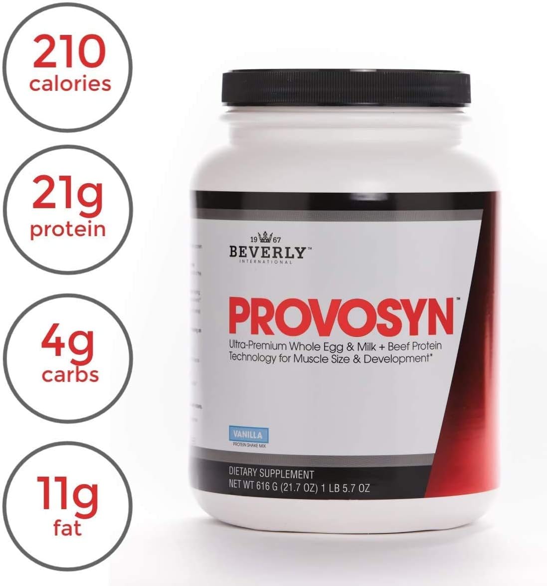 Ultra-Premium Whole Egg, Milk, and Beef Protein Powder for Muscle Building and Recovery - Vanilla Flavor, 616 g