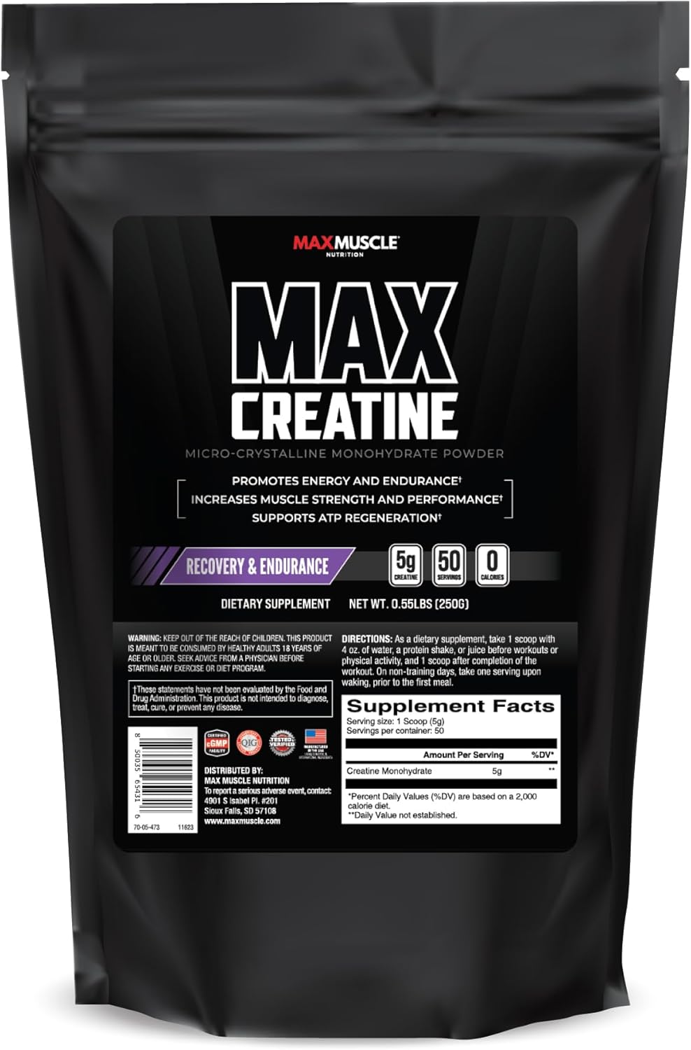 Ultra Pure Creatine Monohydrate Powder - 5000mg (5g) - 3rd Party Tested - Micronized & Unflavored - Keto Friendly - 8.8oz - 50 Servings