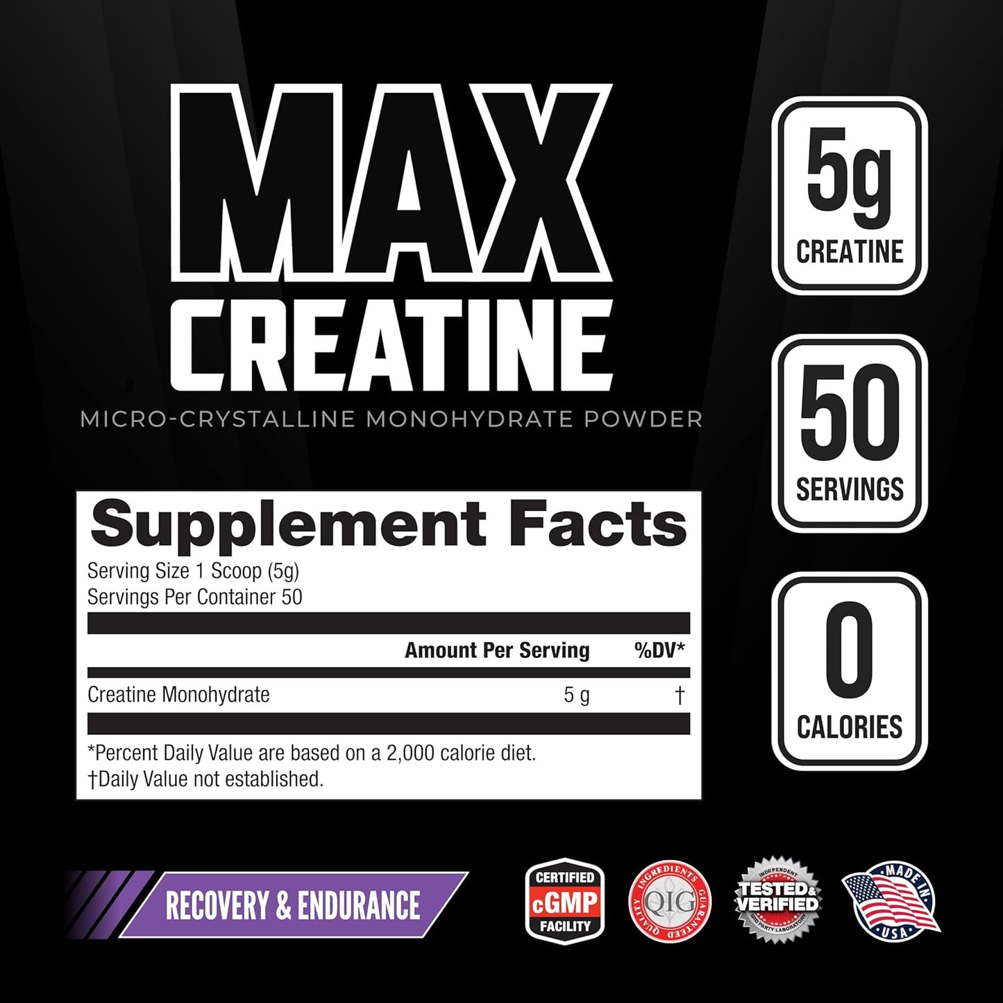 Ultra Pure Creatine Monohydrate Powder - 5000mg (5g) - 3rd Party Tested - Micronized & Unflavored - Keto Friendly - 8.8oz - 50 Servings