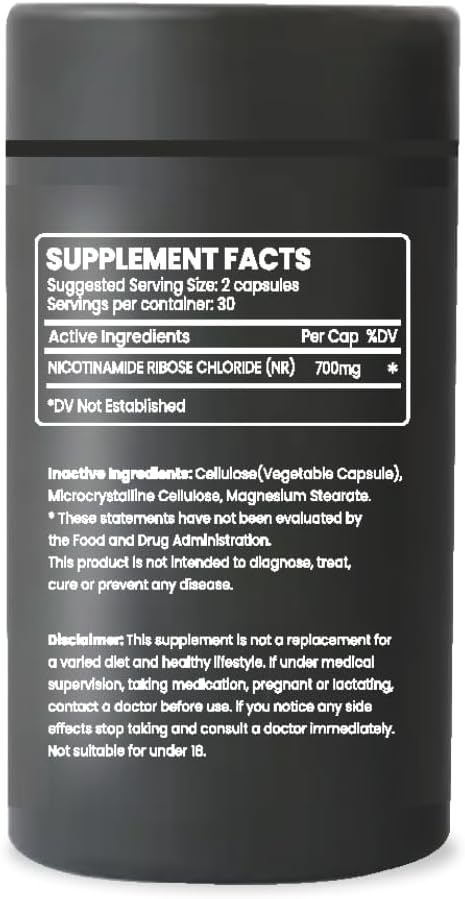 Ultra Pure NR (Nicotinamide Riboside) Capsules - 350mg | Anti-Aging NAD Booster | Supports Cellular Energy, Repair & Protection | Vegan, Gluten-Free & Non-GMO | 60 Count