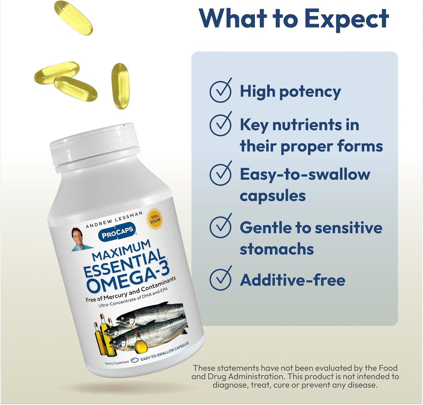 Ultra-Pure Omega-3 Fish Oil Supplement - 1200 mg High DHA, No Mercury, Easy to Swallow Softgels - 180 Count