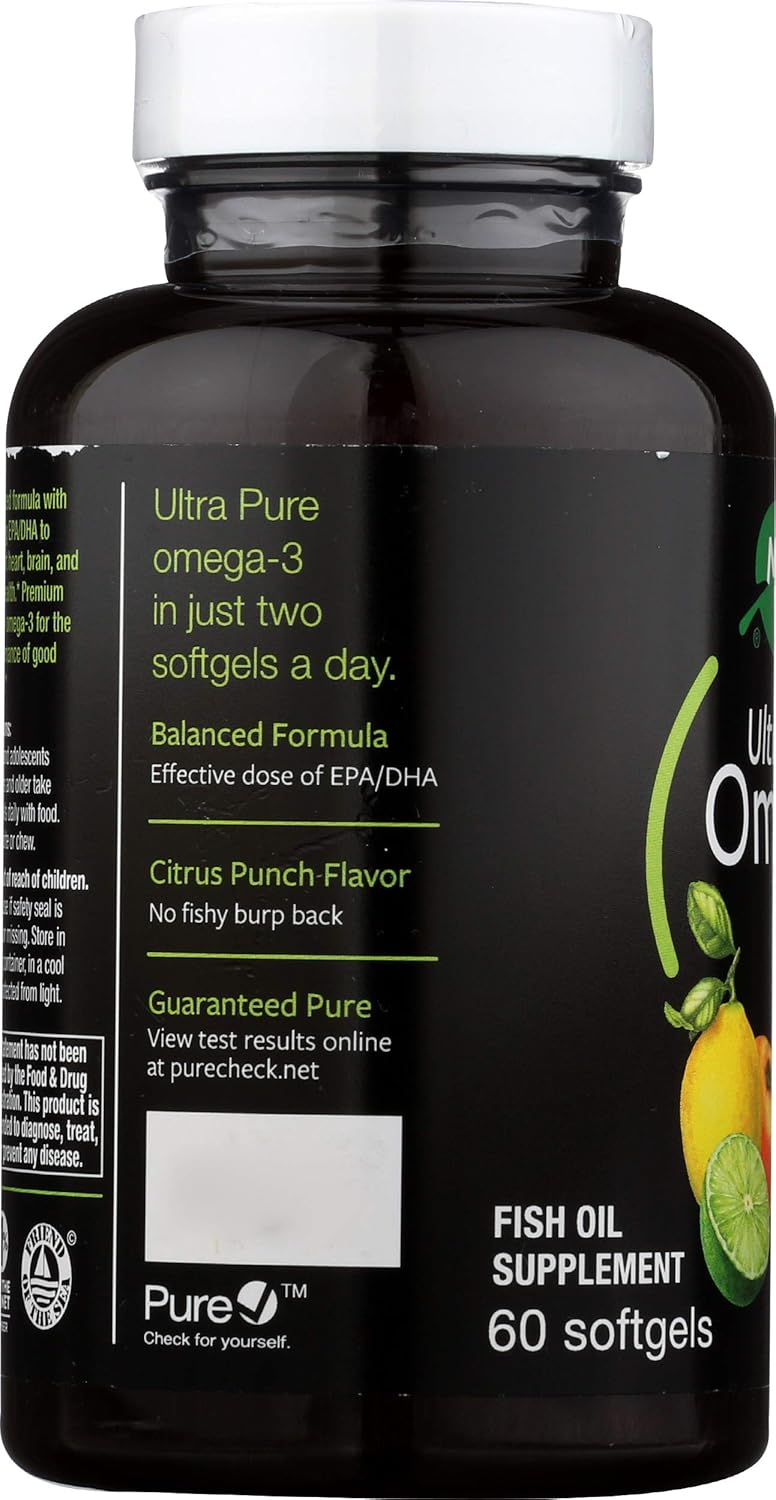 Ultra Pure Omega-3 Fish Oil Supplement Softgels, Citrus Punch Flavor, 60 Ct by Nature's Way