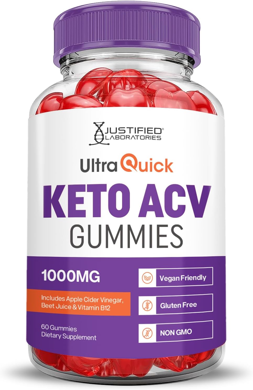 Ultra Quick Keto ACV Gummies - Advanced Formula with Pomegranate & Beet Juice - Vegan & Non GMO - 60 Gummies