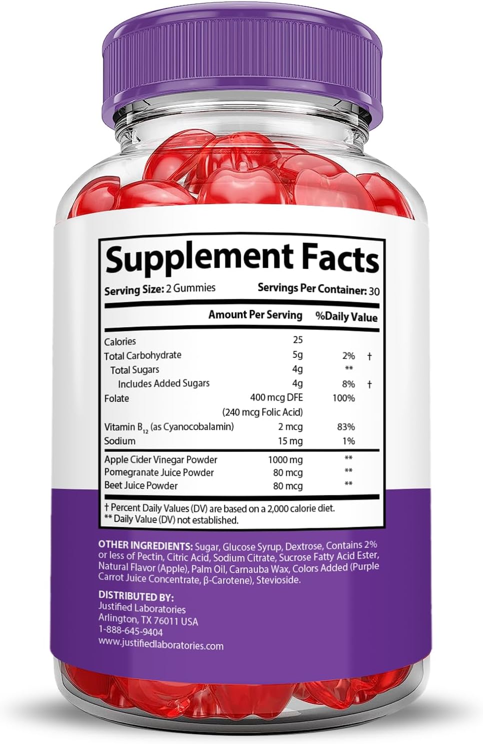 Ultra Quick Keto ACV Gummies - Advanced Formula with Pomegranate & Beet Juice - Vegan & Non GMO - 60 Gummies
