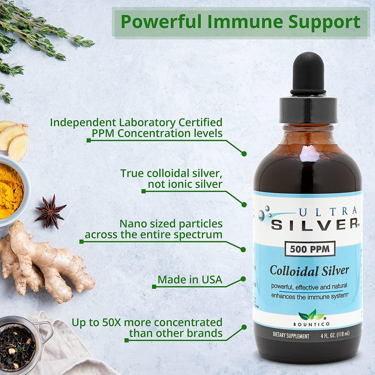 Ultra Silver® Colloidal Silver 1,000 PPM 4 Oz Mineral Supplement True Colloidal Silver with Dropper