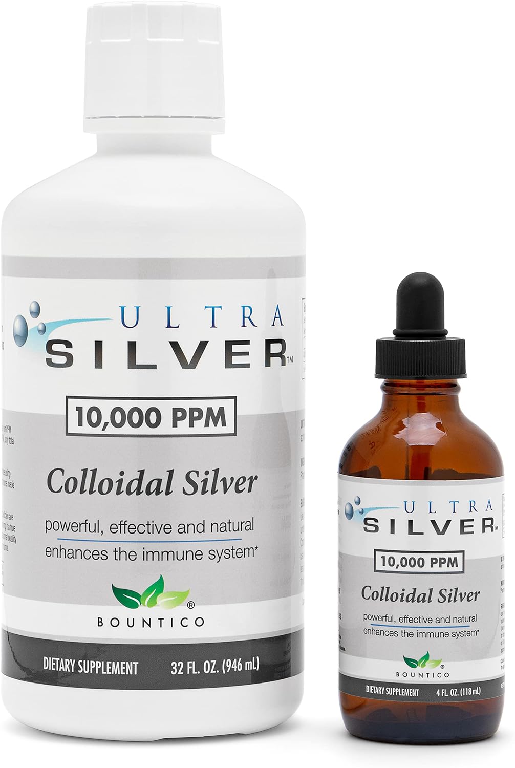 Ultra Silver® Colloidal Silver 10,000 PPM 32 Oz Mineral Supplement - True Colloidal Silver - Dispensing Dropper Bottle