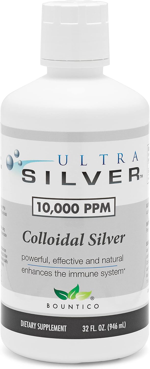 Ultra Silver® Colloidal Silver 10,000 PPM 32 Oz Mineral Supplement - True Colloidal Silver - Dispensing Dropper Bottle