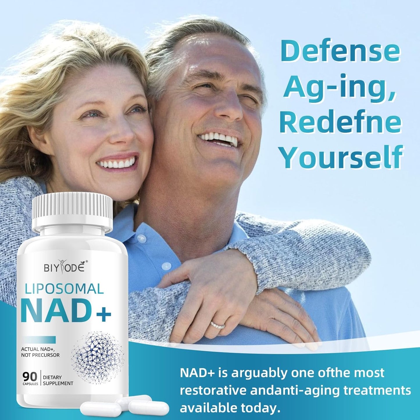 Ultra Strength BIYODE NAD+ Capsules Supplement for Cellular Health and Healthy Aging - 1500mg NAD Plus, 90 Capsules