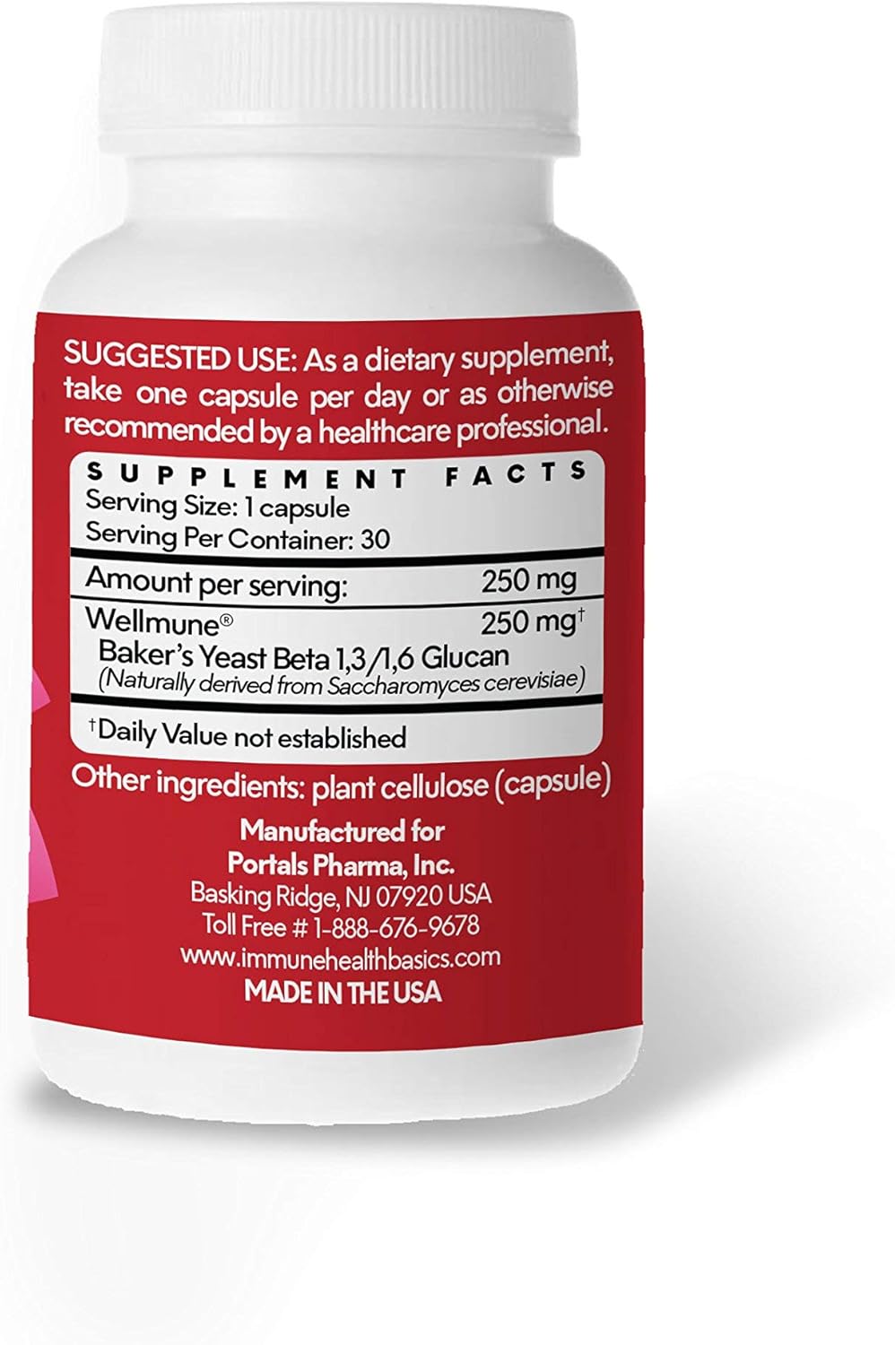 Ultra Strength Immune Support Capsules with Wellmune Beta Glucan - Clinically Proven for Immunity - Gluten-Free, Non-GMO, Vegan - 30 Capsules, 250 mg