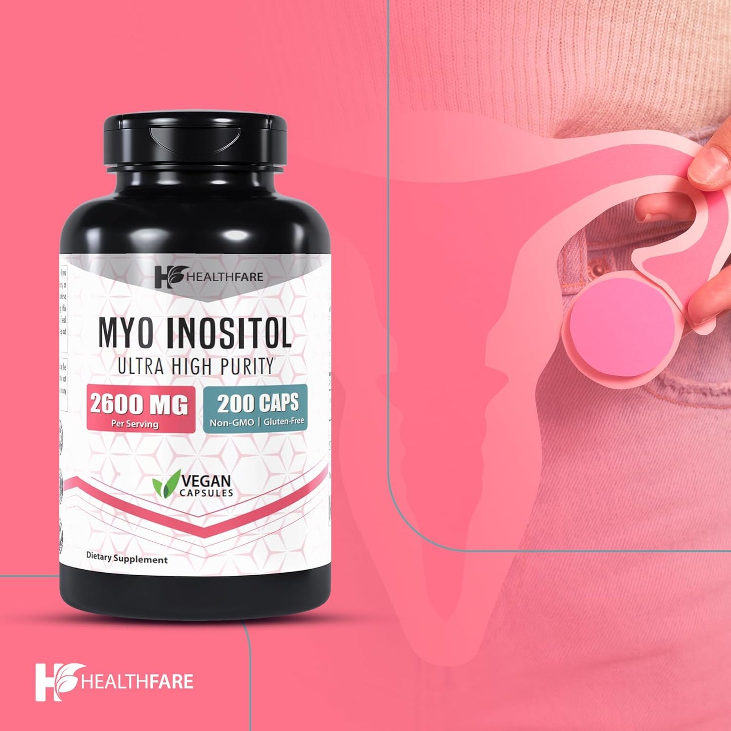 Ultra Strength Myo Inositol Supplement 2600mg - 200 Capsules for Healthy Ovarian Support in Women - Vitamin B8 Boost - BoostGo Australia