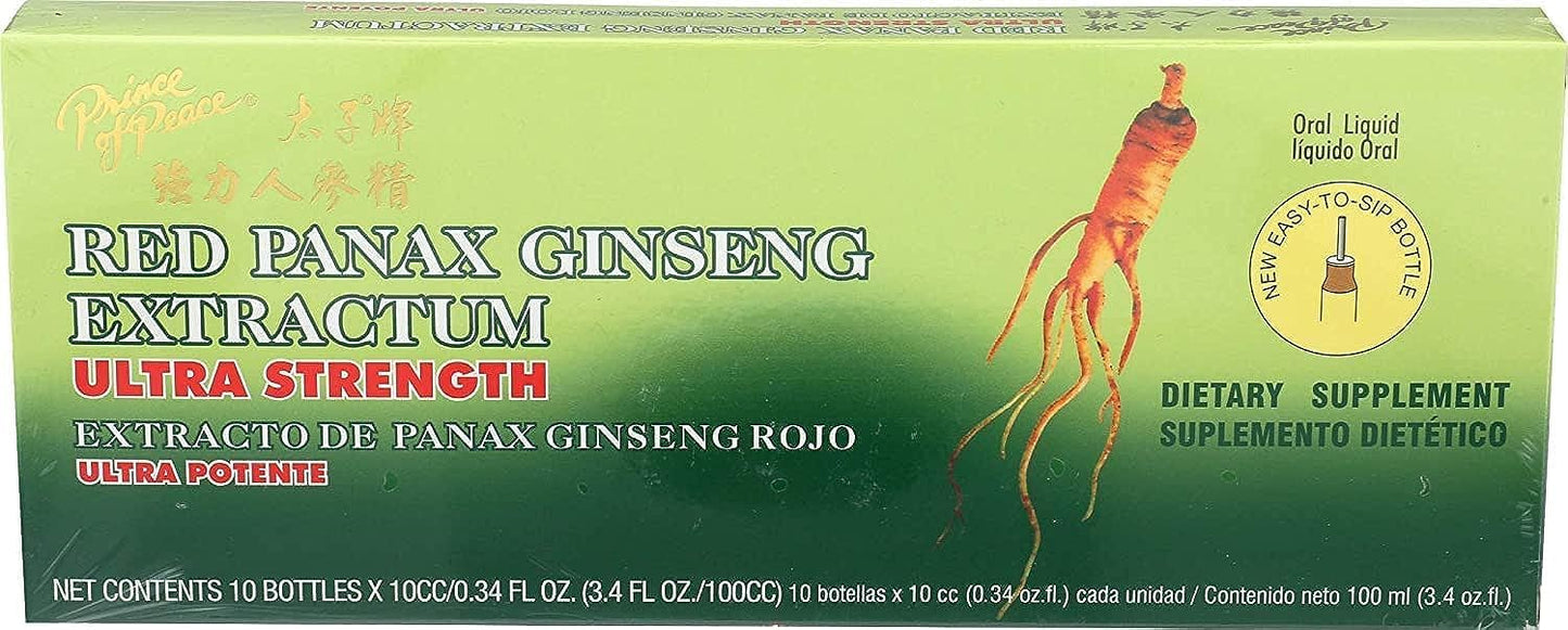 Ultra Strength Prince of Peace Red Panax Ginseng Extractum - 3.4 oz (Pack of 10 Bottles)