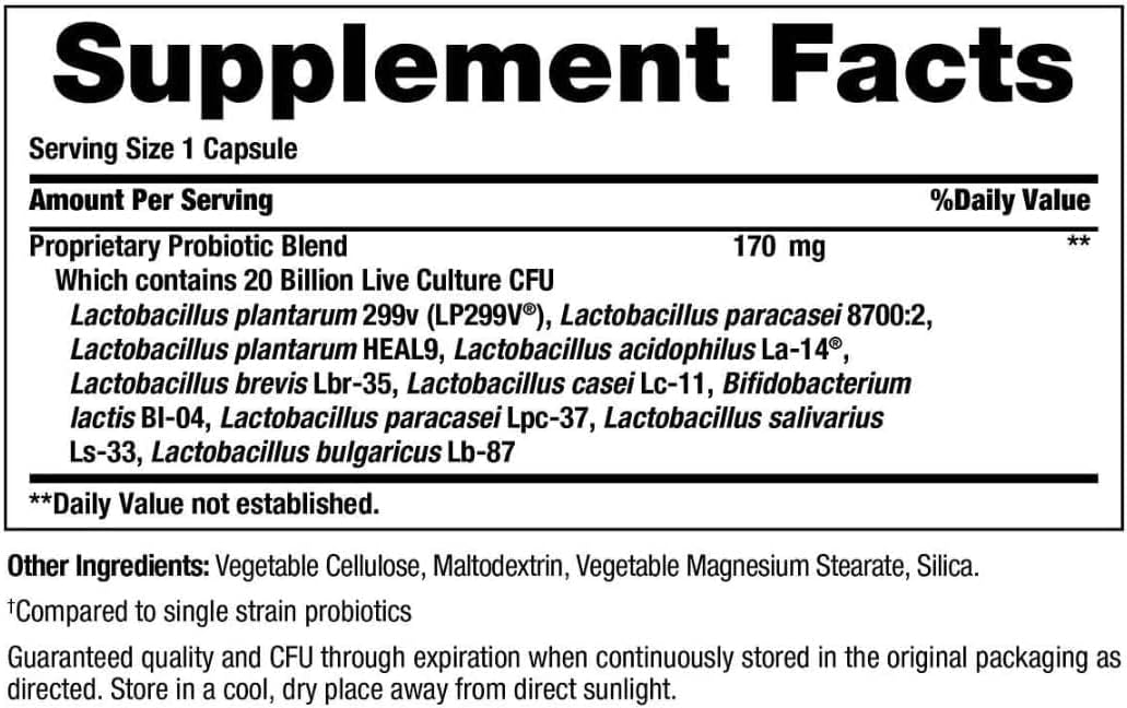 Ultra Strength Probiotic 10 for Digestive Health - 70 Capsules + Vitamins Supplements Guide