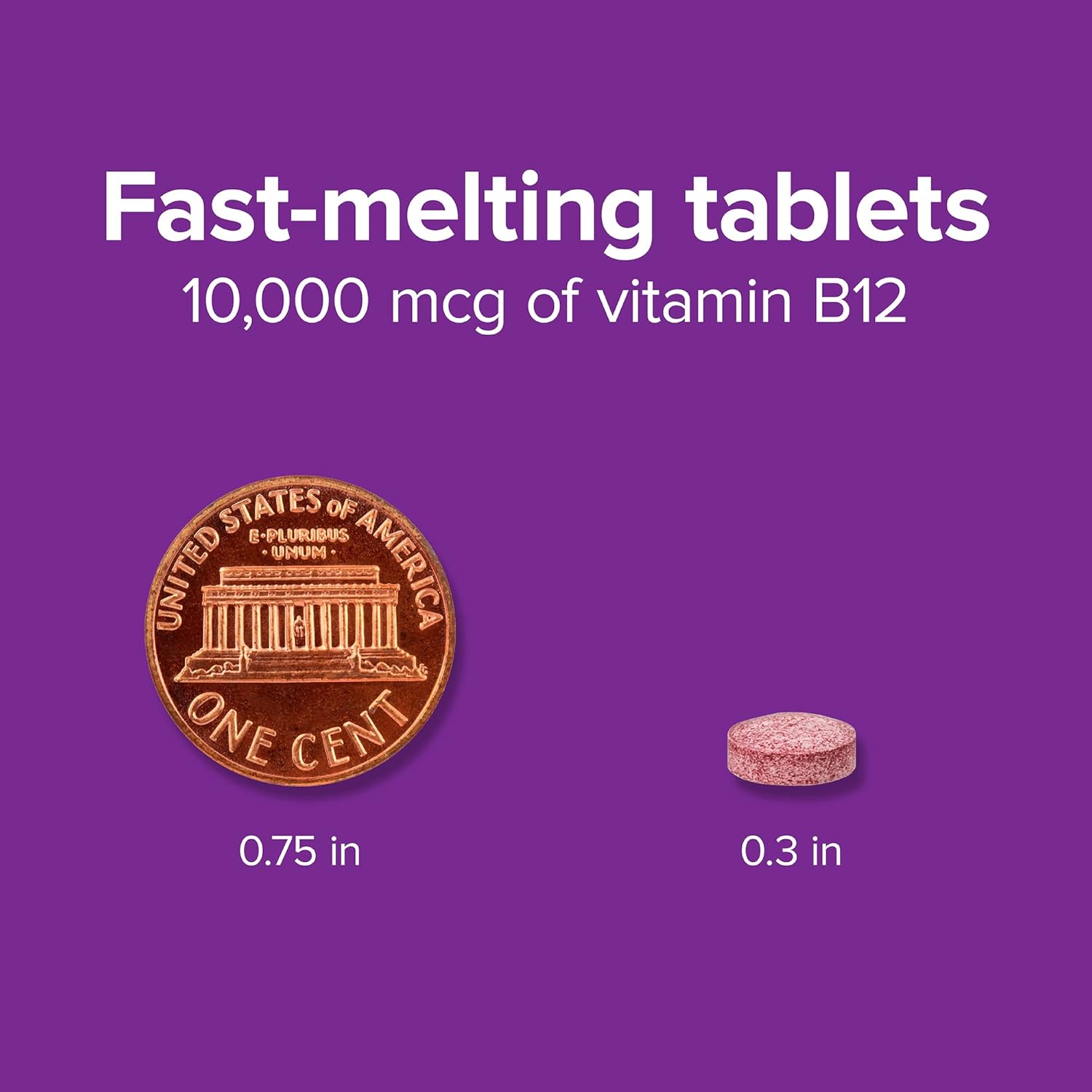 Ultra Strength Webber Naturals Vitamin B12 10,000 mcg Fast-Melting Tablets for Energy, Heart & Immune Health - 40 Count Vegan Gluten-Free Non-GMO