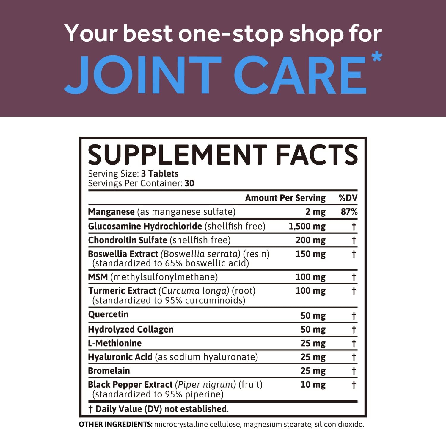 Ultra Strength Whollium Glucosamine Chondroitin Tablets - 1500mg Glucosamine HCl for Joint Health, Flexibility & Strength - Non-GMO, Shellfish-Free - 90 Tablets