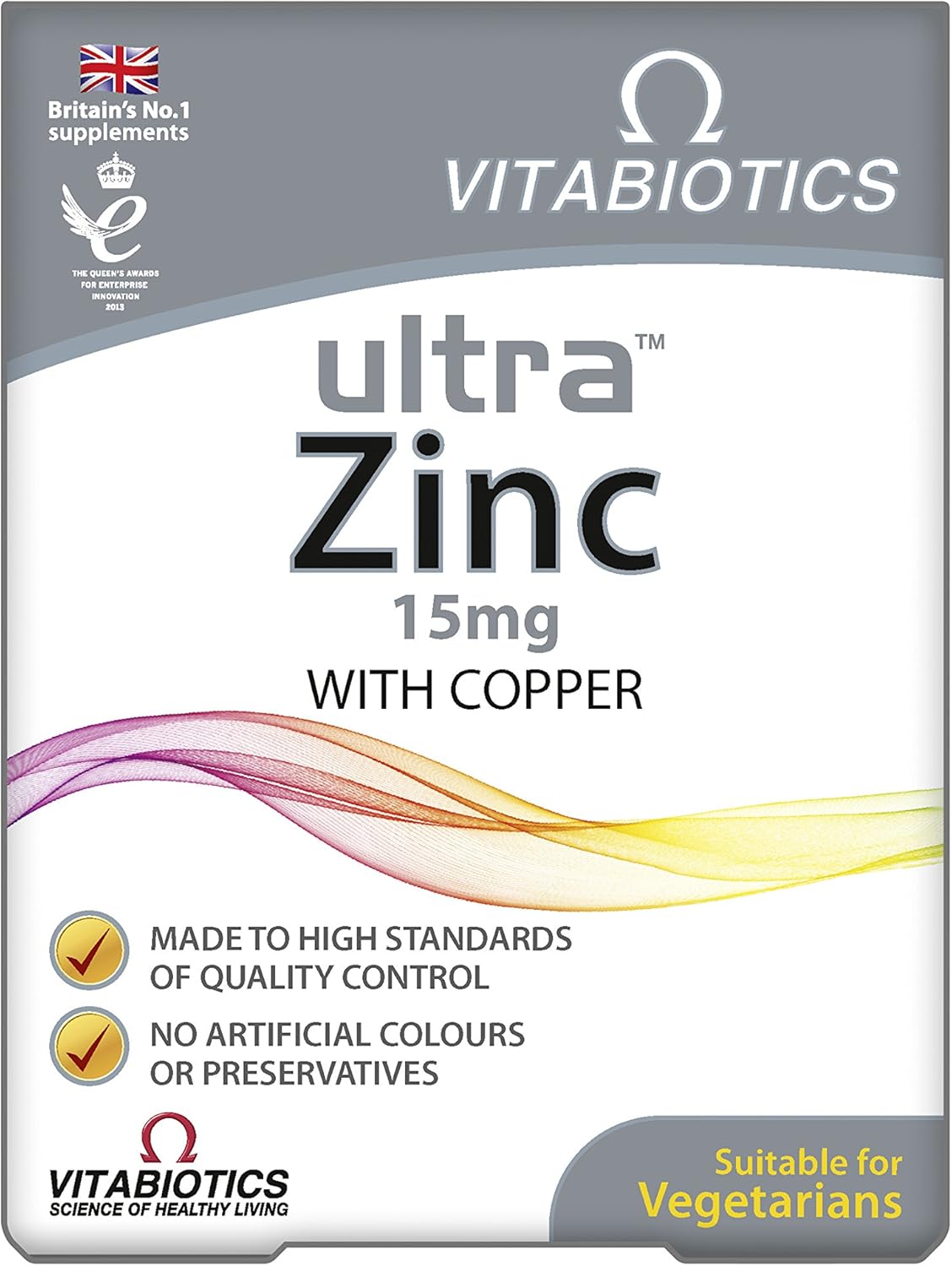 Ultra Vitabiotics Zinc with Copper 15mg - 60 Tablets for Immune Support & Overall Health
