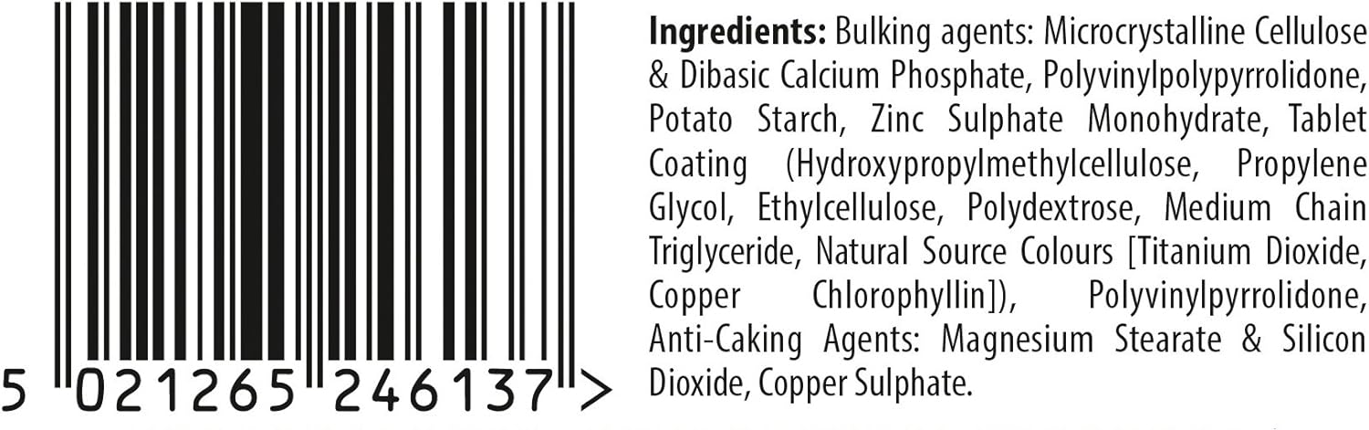 Ultra Vitabiotics Zinc with Copper 15mg - 60 Tablets for Immune Support & Overall Health