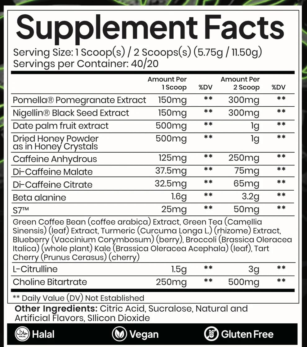 Ummah Labs TAKBIR! Halal Pre-Workout - Sour Apple Flavor, 40/20 Servings