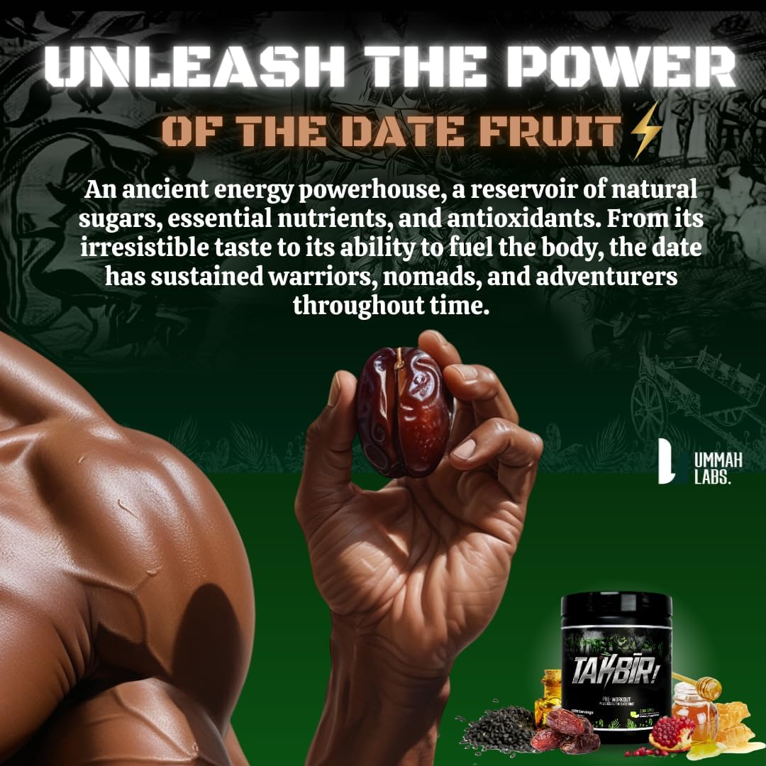 Ummah Labs TAKBIR! Halal Pre-Workout - Sour Apple Flavor, 40/20 Servings