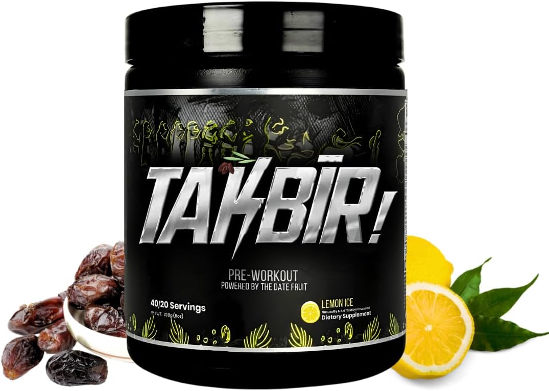 Ummah Labs TAKBIR! Halal Pre-Workout Powder - Lemon Ice Flavor (40/20 Servings)