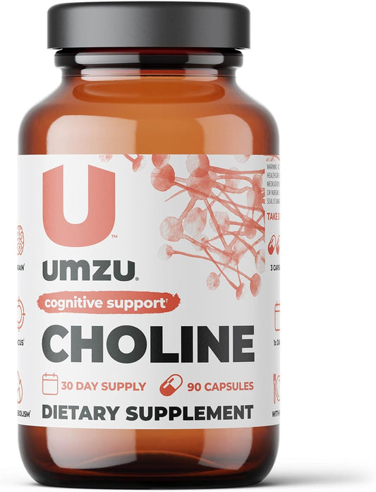 UMZU Choline Supplement - Boost Cognitive Function, Hormone Balance & Liver Health - Acetylcholine Enhancer for Focus, Memory & Metabolism - 30 Day Supply (90 Capsules)