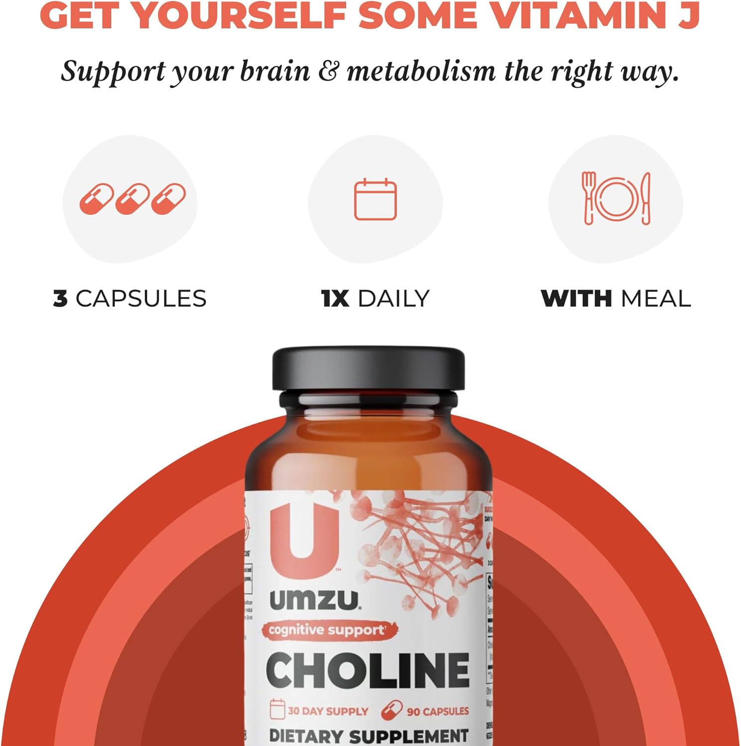 UMZU Choline Supplement - Boost Cognitive Function, Hormone Balance & Liver Health - Acetylcholine Enhancer for Focus, Memory & Metabolism - 30 Day Supply (90 Capsules)