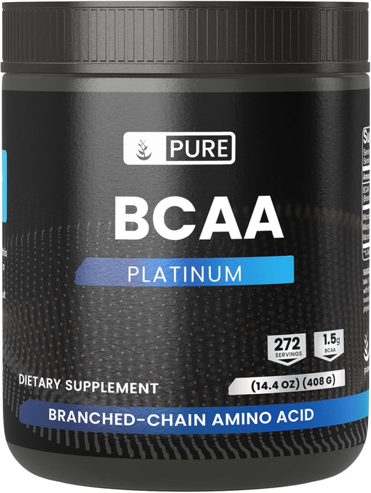 Unflavored BCAA Powder, 2:1 Ratio, 14.4 oz, 272 Servings, Pure Ingredients, No Additives