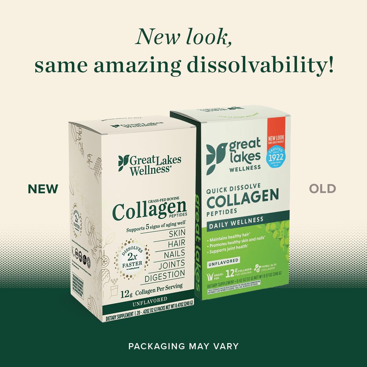 Unflavored Collagen Peptides Powder from Great Lakes Wellness - Hydrolyzed for Skin, Hair, Nails, Joints, & Digestion - Non-GMO, Keto, Kosher - 20 Quick Dissolve Sticks - BoostGo Australia