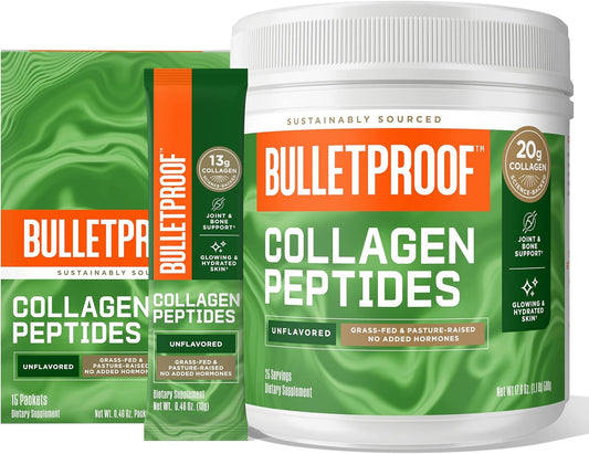 Unflavored Collagen Protein Powder - 18g Protein, 17.6 Oz, Grass Fed Peptides - 12g Protein, 15 Pack GoPacks