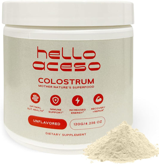 Unflavored Colostrum Powder for Immune Support, Energy Boost, and Gut Health - Superfood Supplement for Men and Women