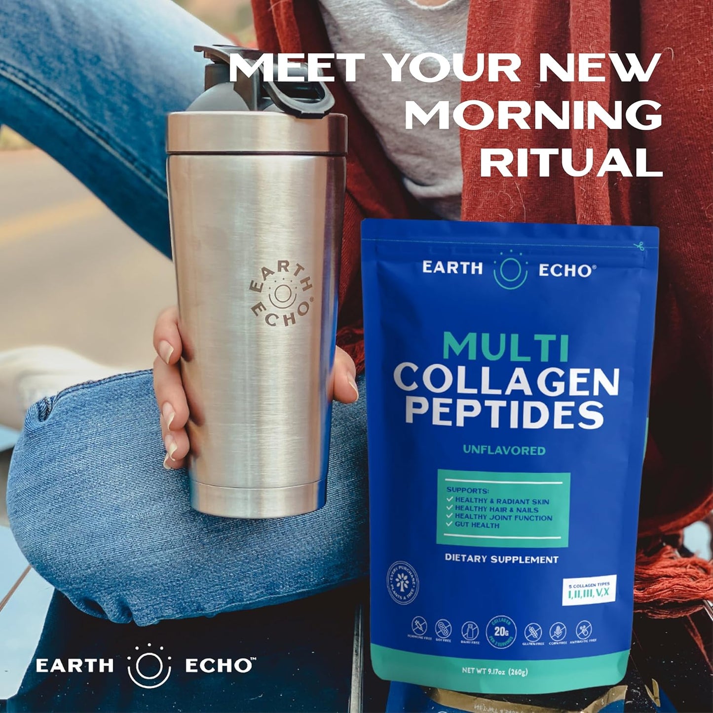 Unflavored Grass-Fed Multi Collagen Peptides Powder with Probiotics - Supports Immune & Gut Health, Radiant Skin - Dairy-Free