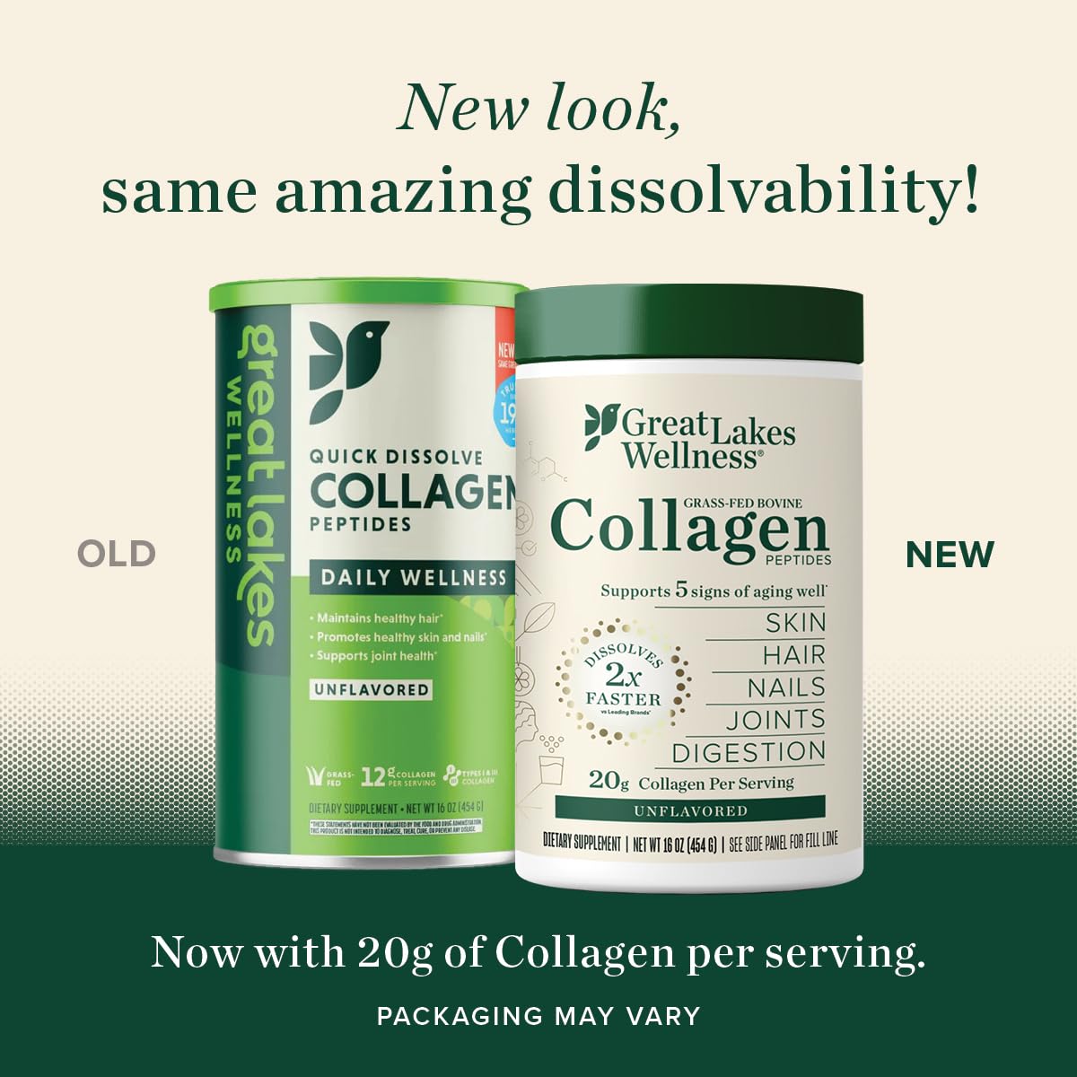Unflavored Great Lakes Wellness Collagen Peptides Powder - 16 oz, 4 Pack - Hydrolyzed for Skin, Hair, Nails, Joints, Digestion - Non-GMO, Keto, Kosher - BoostGo Australia