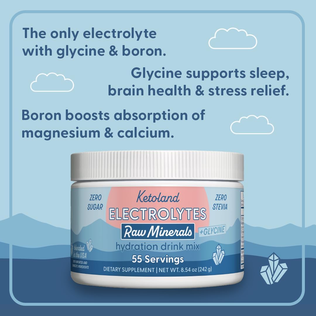 Unflavored Keto Electrolytes Powder with Raw Minerals and Glycine - No Sugar or Fillers