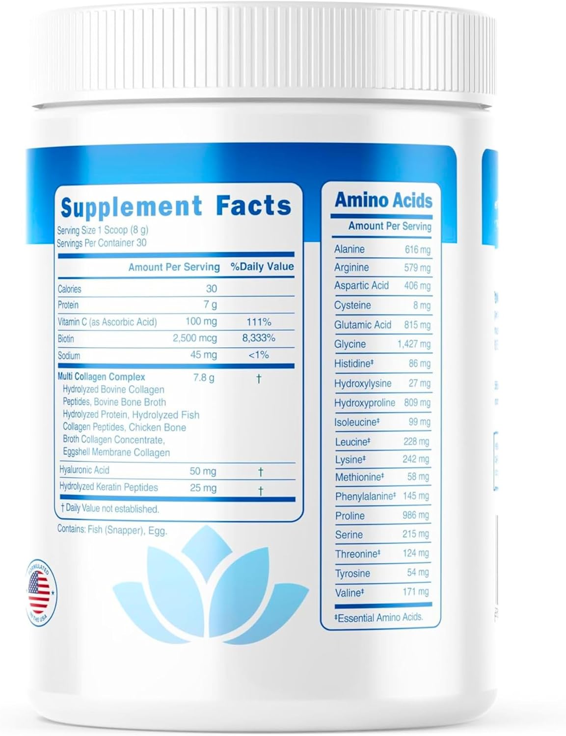 Unflavored Multi Collagen Powder with Vitamin C, Biotin, Hyaluronic Acid & Keratin - 8oz, 30 Servings - Non-GMO, Gluten-Free Collagen Supplements