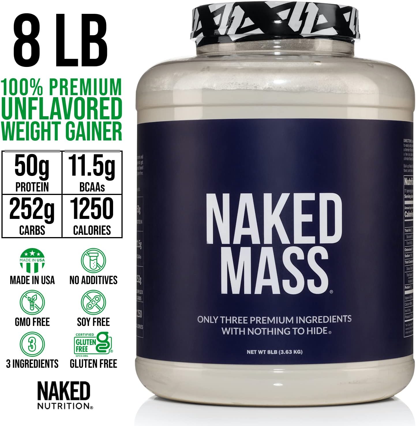 Unflavored Naked Mass and Creatine Bundle for Muscle Growth