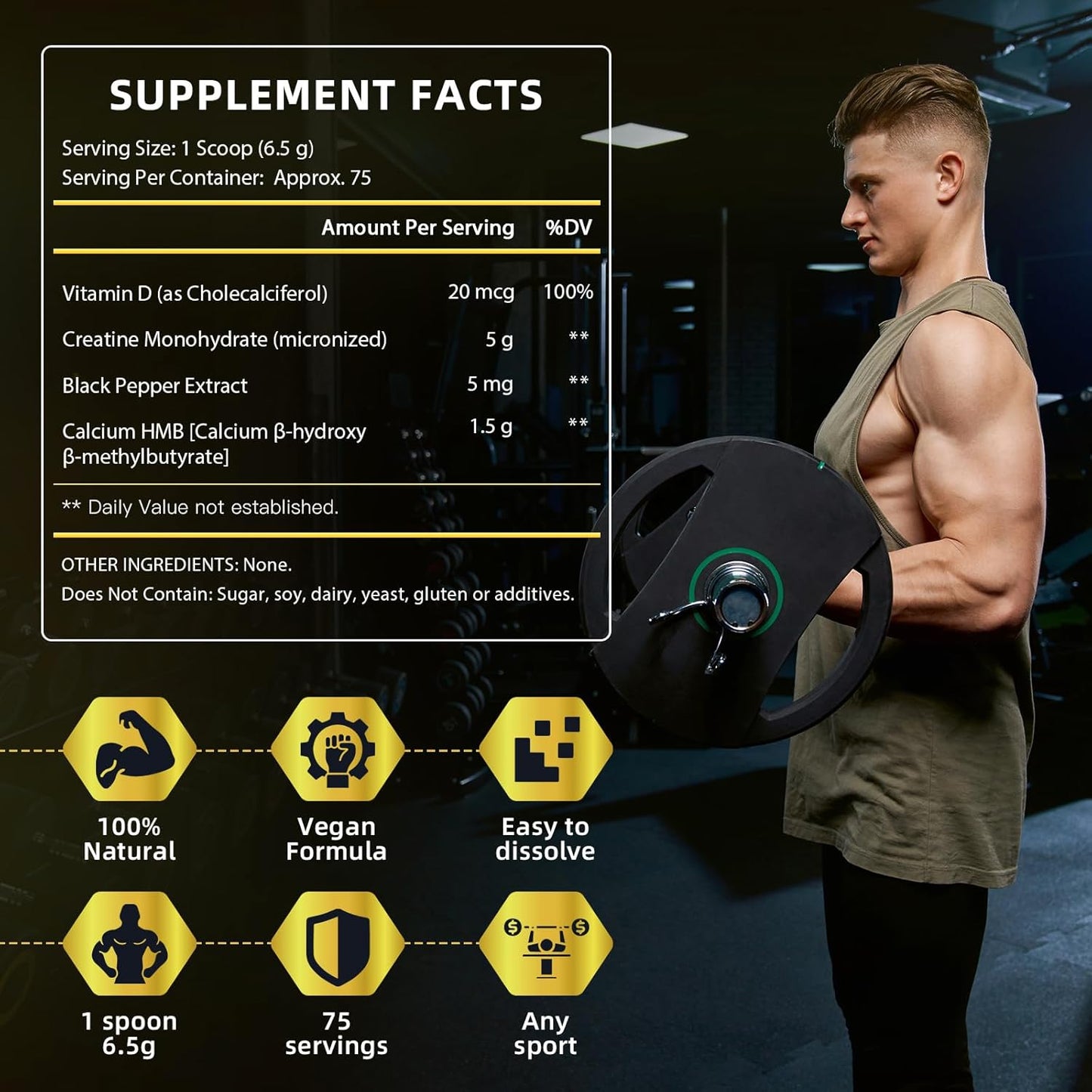 Unflavored NATURE TARGET Creatine Supplement for Women and Men - Pure and Powerful Performance Enhancer