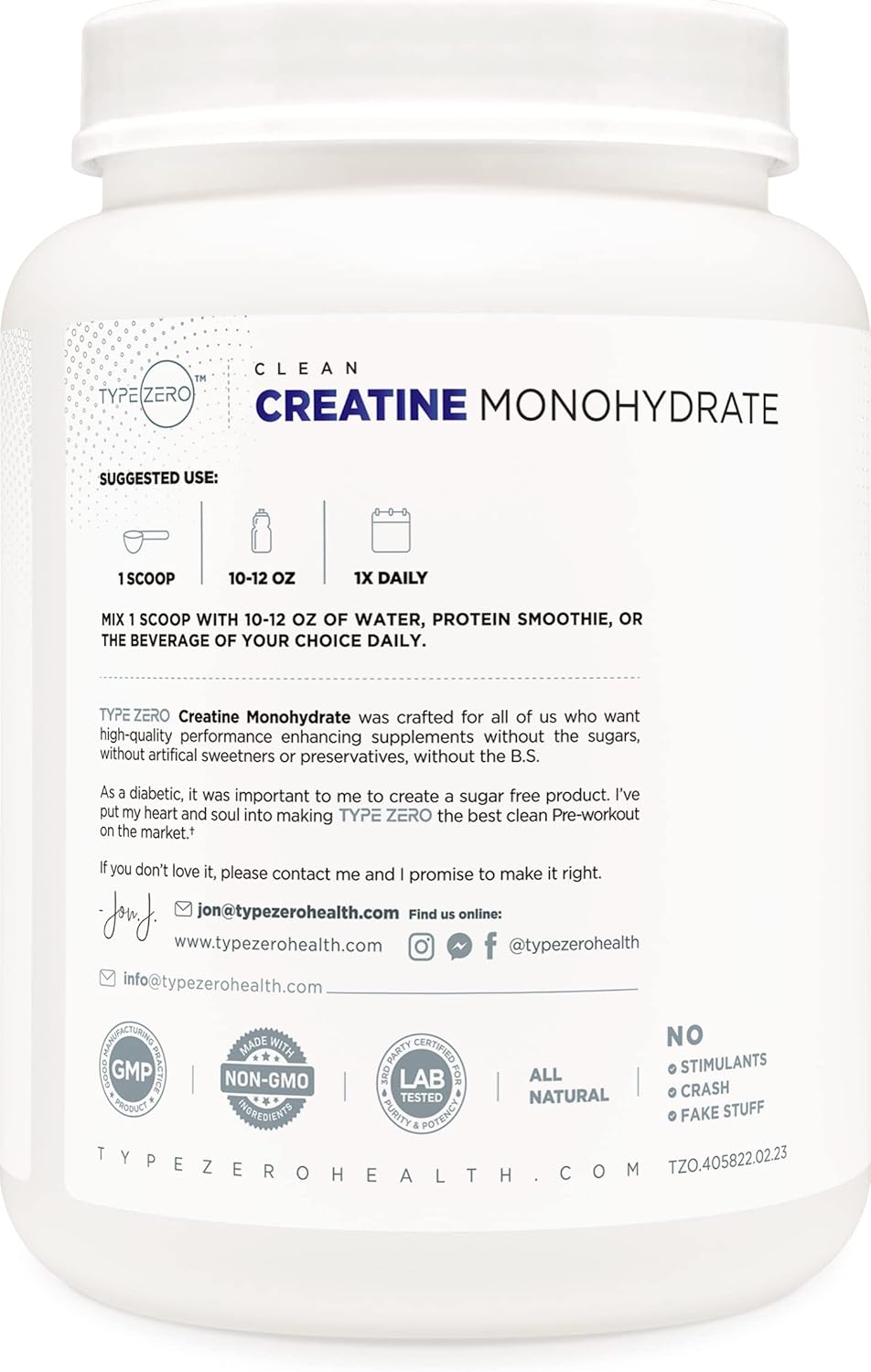 Unflavored Type Zero Creatine Monohydrate Powder - 1 KG, Micronized, 5000mg (5g) Per Serving, Zero Sugar, Keto & Gluten Free - 200 Servings - BoostGo Australia