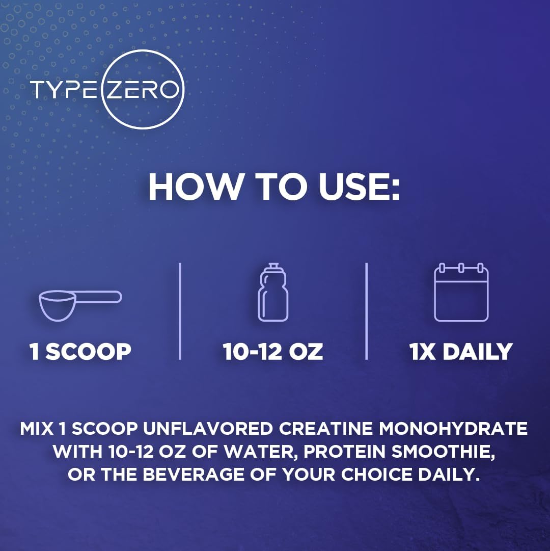 Unflavored Type Zero Creatine Monohydrate Powder - 1 KG, Micronized, 5000mg (5g) Per Serving, Zero Sugar, Keto & Gluten Free - 200 Servings - BoostGo Australia