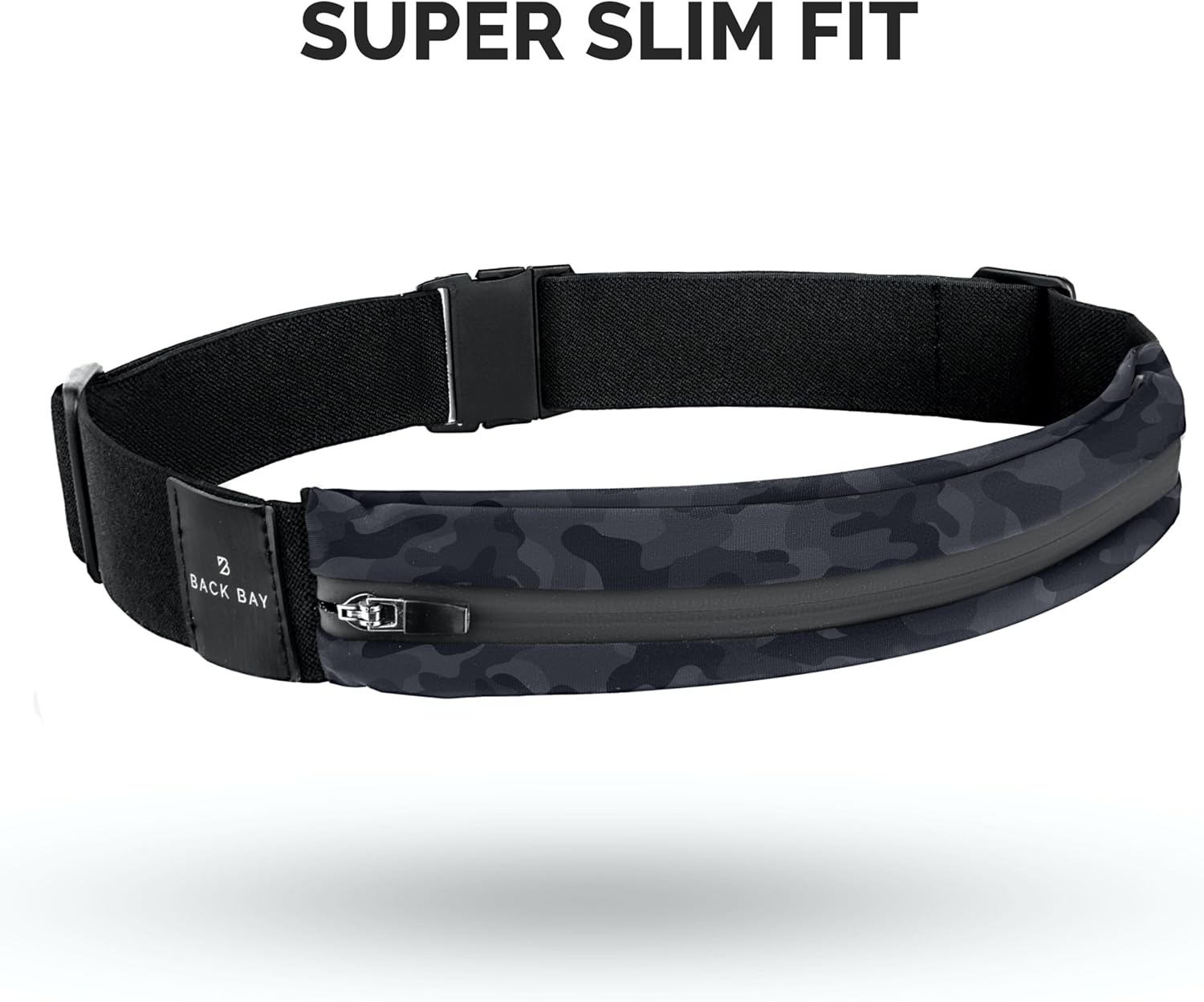 Unisex Back Bay Slim Running Belt with Phone Holder, Money Belt for Runners, Waist Bag Workout Gear, Fits All Phones, Running Gear Gift