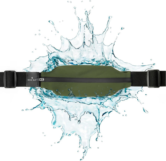 Unisex Back Bay Slim Running Belt with Phone Pocket for Runners, Waist Bag for Workouts, Money Belt for Men and Women