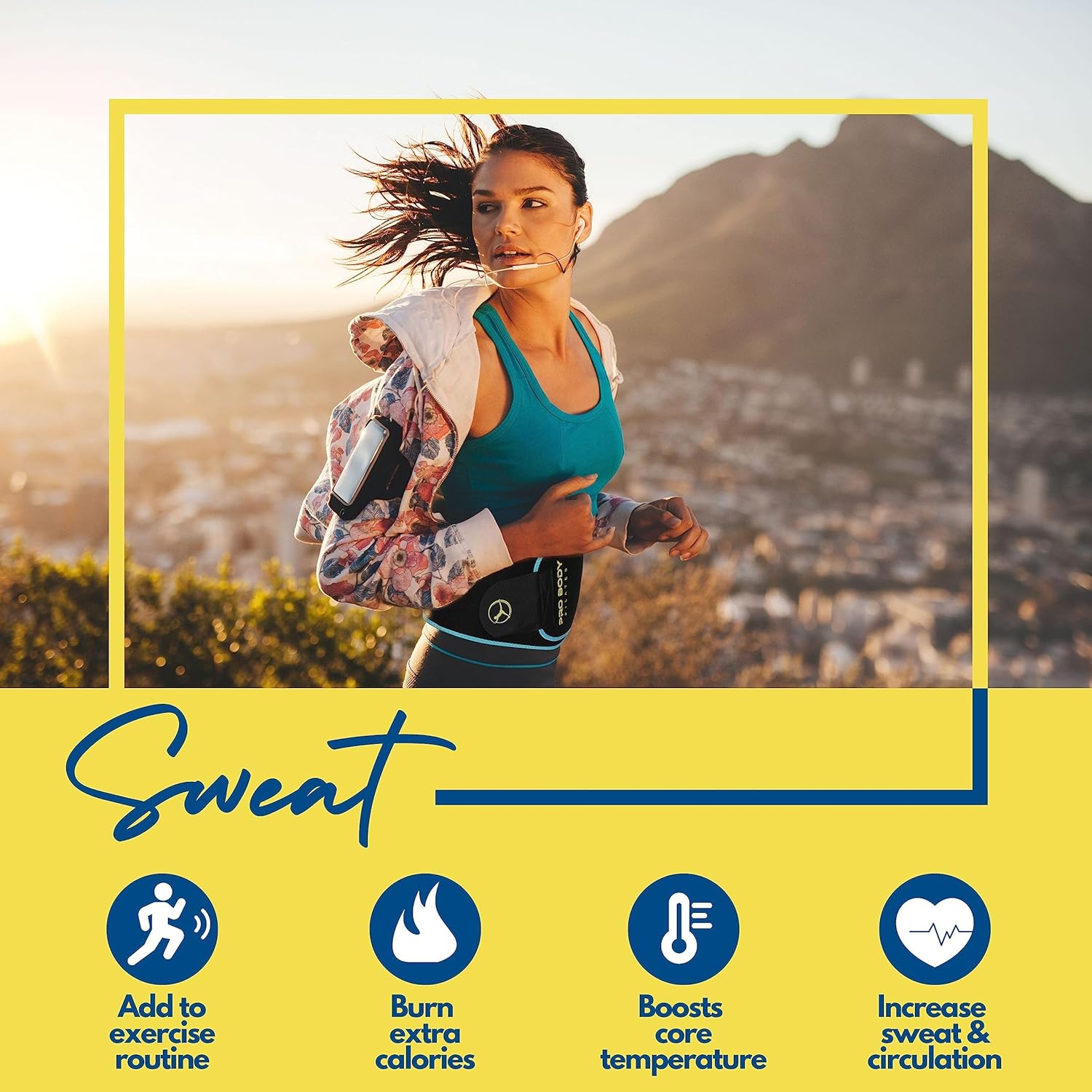 Unisex ProBody Pilates Waist Sweat Band for Intense Workouts - Waist Trimmer Belt for Men and Women